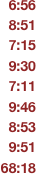 6:568:517:159:307:119:468:539:5168:18